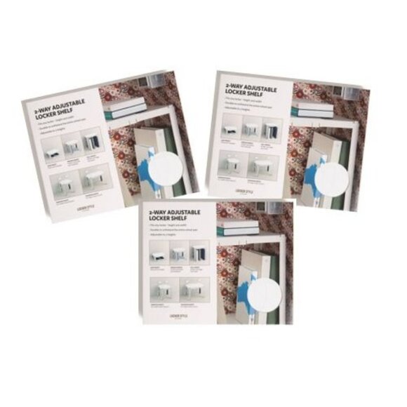 U Brands 2 Way Adjustable Locker Shelf 3PK White 8.375”to13.75" Varying Heights - Picture 2 of 5